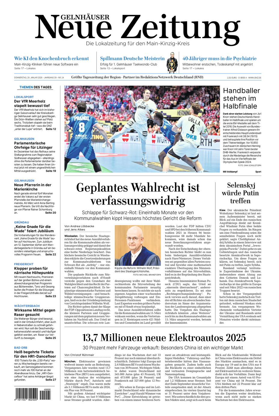 Gelnhäuser Neue Zeitung vom Donnerstag, 29.01.2026