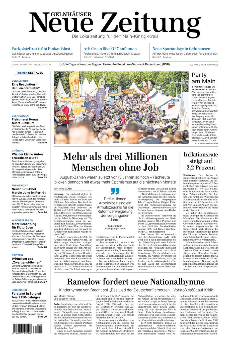 Gelnhäuser Neue Zeitung vom Samstag, 30.08.2025