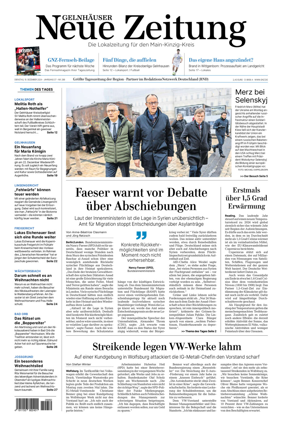 Gelnhäuser Neue Zeitung vom Dienstag, 10.12.2024