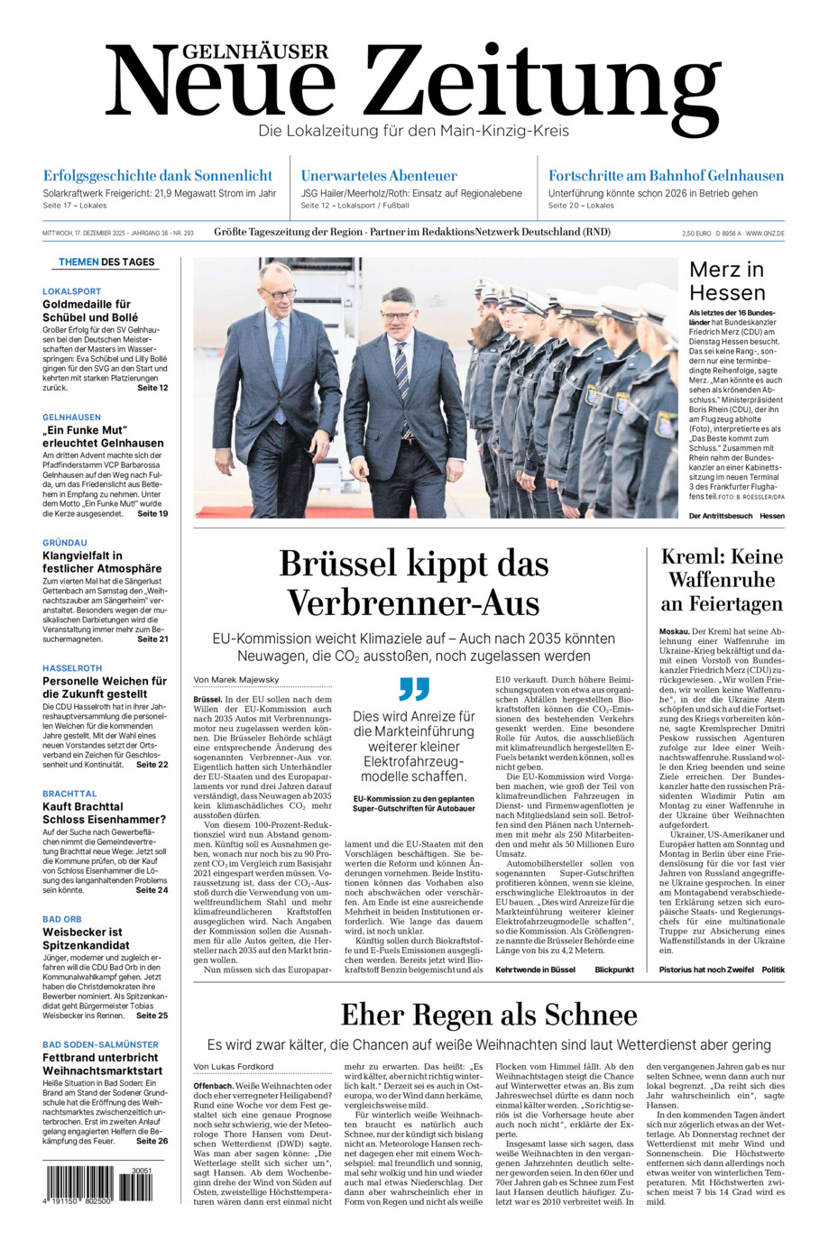 Gelnhäuser Neue Zeitung vom Mittwoch, 17.12.2025