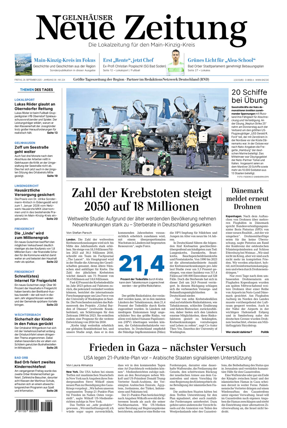 Gelnhäuser Neue Zeitung vom Freitag, 26.09.2025