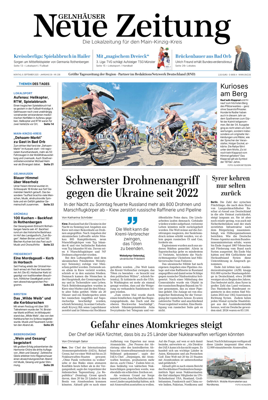Gelnhäuser Neue Zeitung vom Montag, 08.09.2025