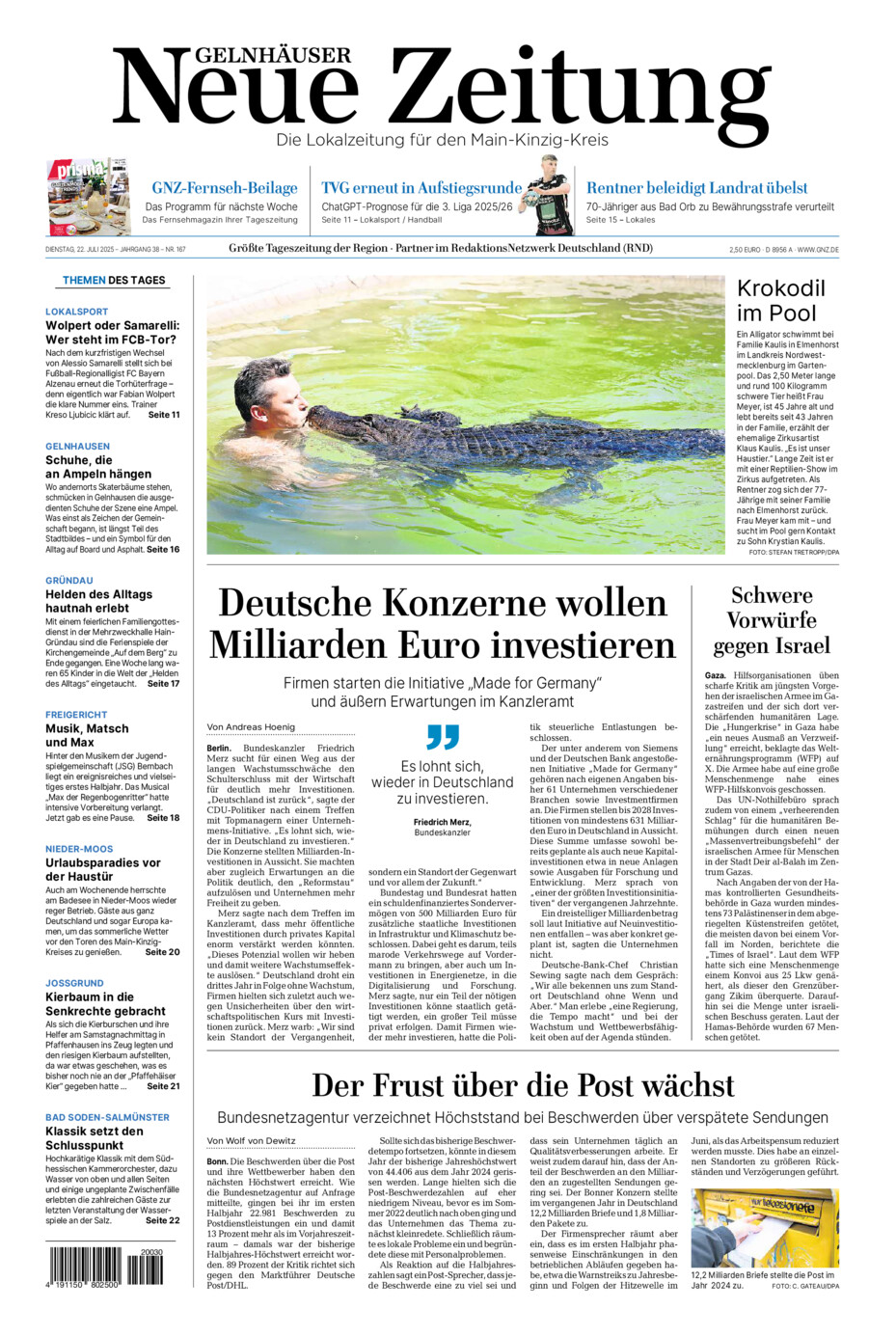 Gelnhäuser Neue Zeitung vom Dienstag, 22.07.2025
