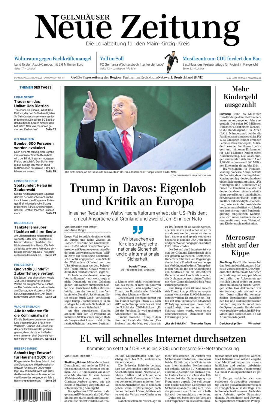 Gelnhäuser Neue Zeitung vom Donnerstag, 22.01.2026