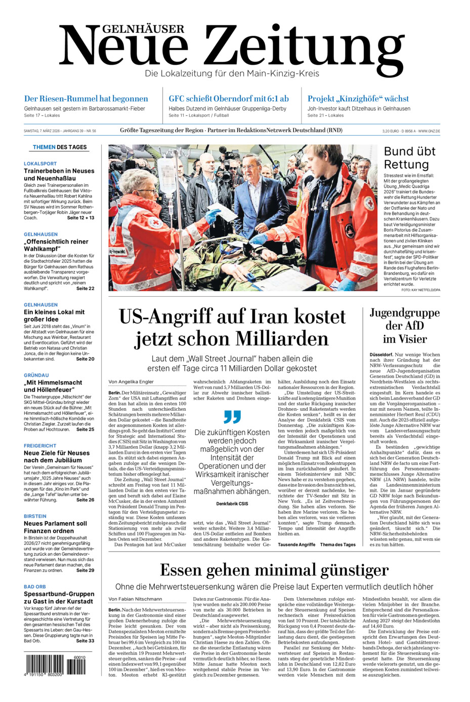 Gelnhäuser Neue Zeitung vom Samstag, 07.03.2026