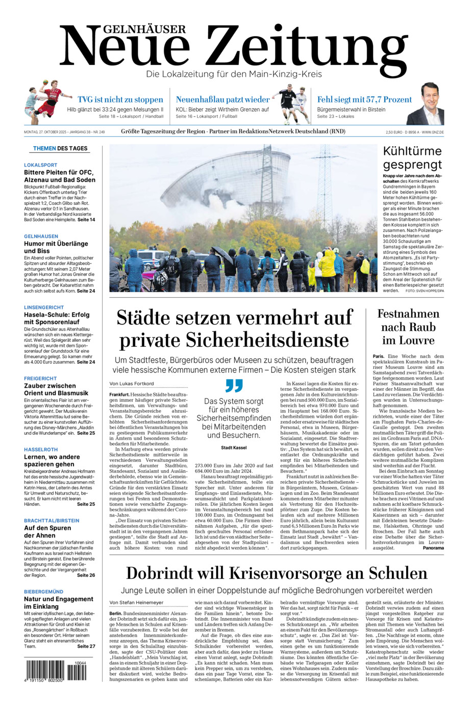 Gelnhäuser Neue Zeitung vom Montag, 27.10.2025