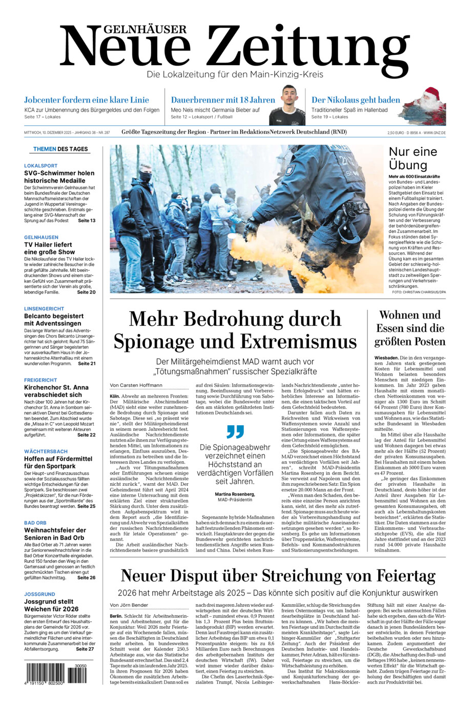 Gelnhäuser Neue Zeitung vom Mittwoch, 10.12.2025
