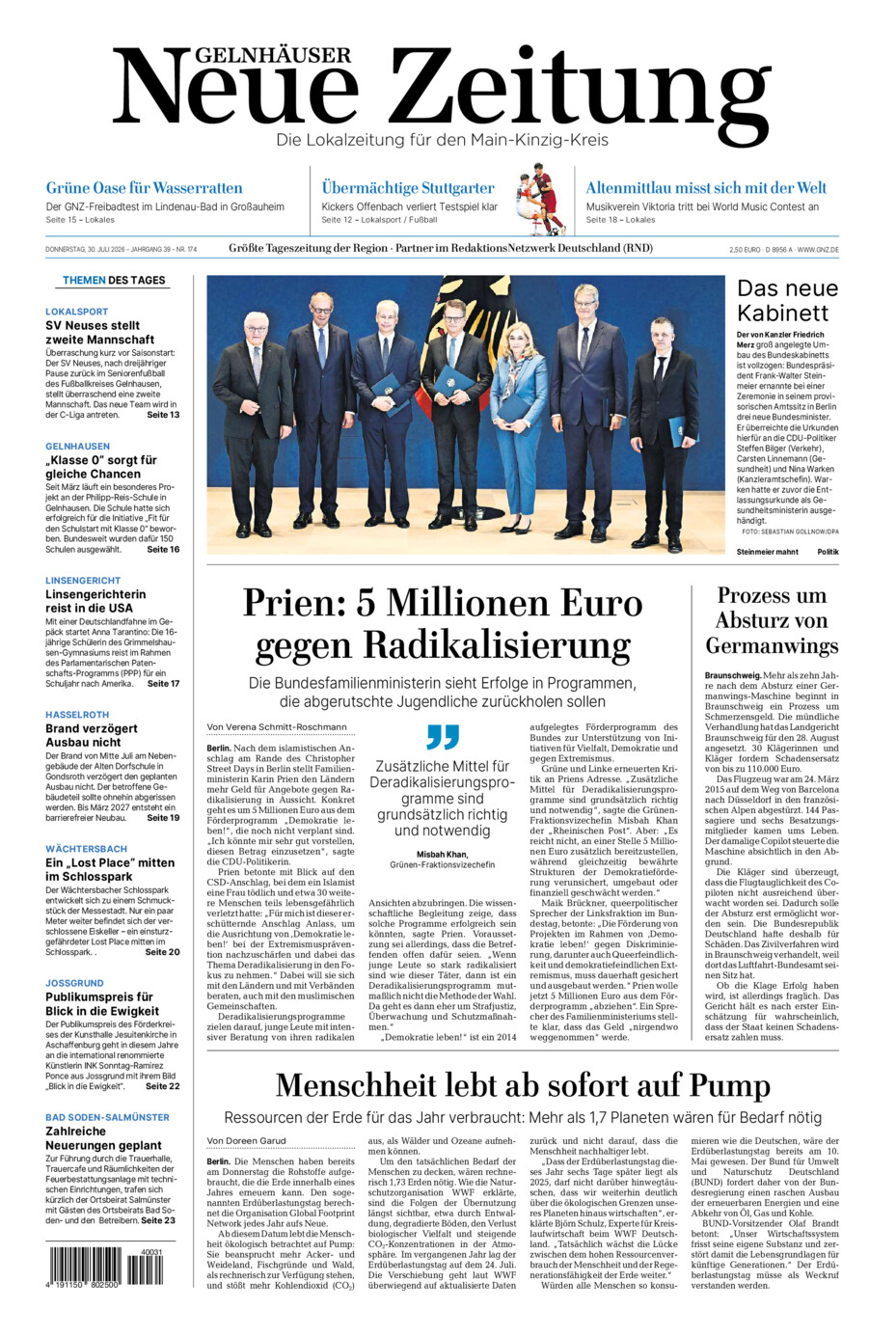 Gelnhäuser Neue Zeitung vom Donnerstag, 30.07.2026
