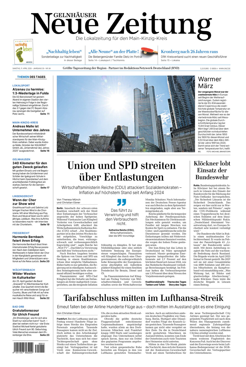 Gelnhäuser Neue Zeitung vom Samstag, 11.04.2026
