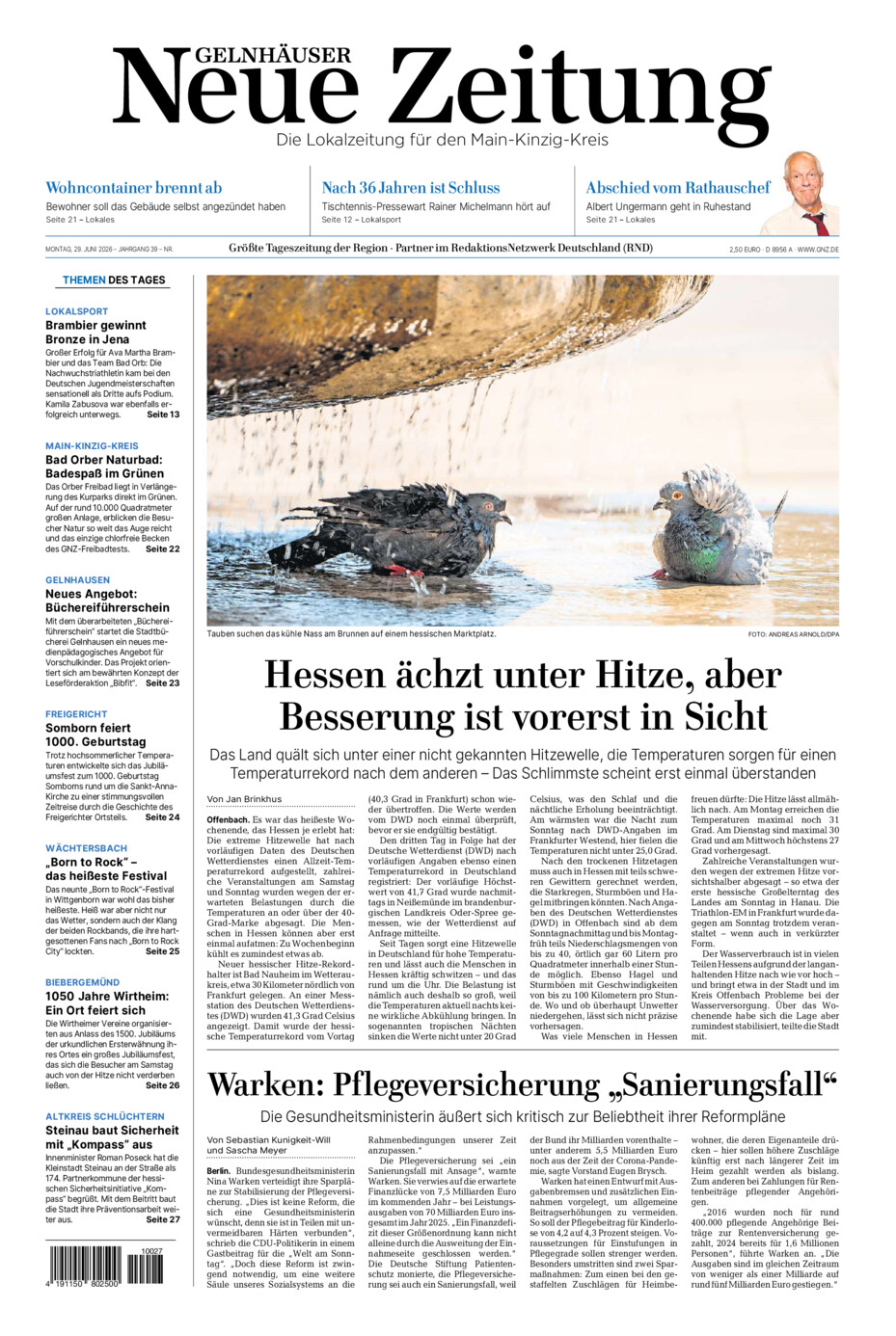 Gelnhäuser Neue Zeitung vom Montag, 29.06.2026