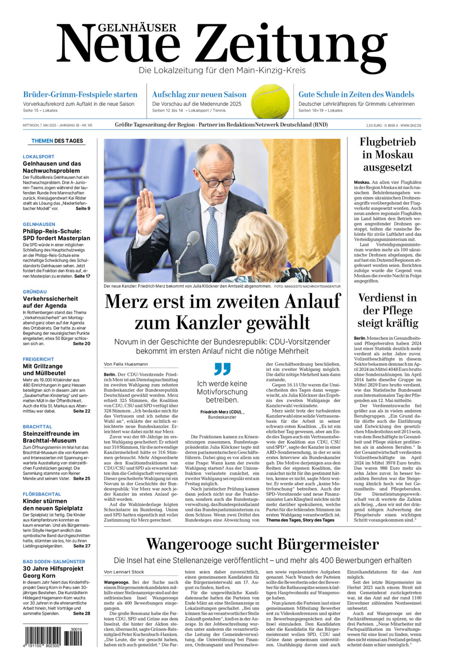 Gelnhäuser Neue Zeitung vom Mittwoch, 07.05.2025