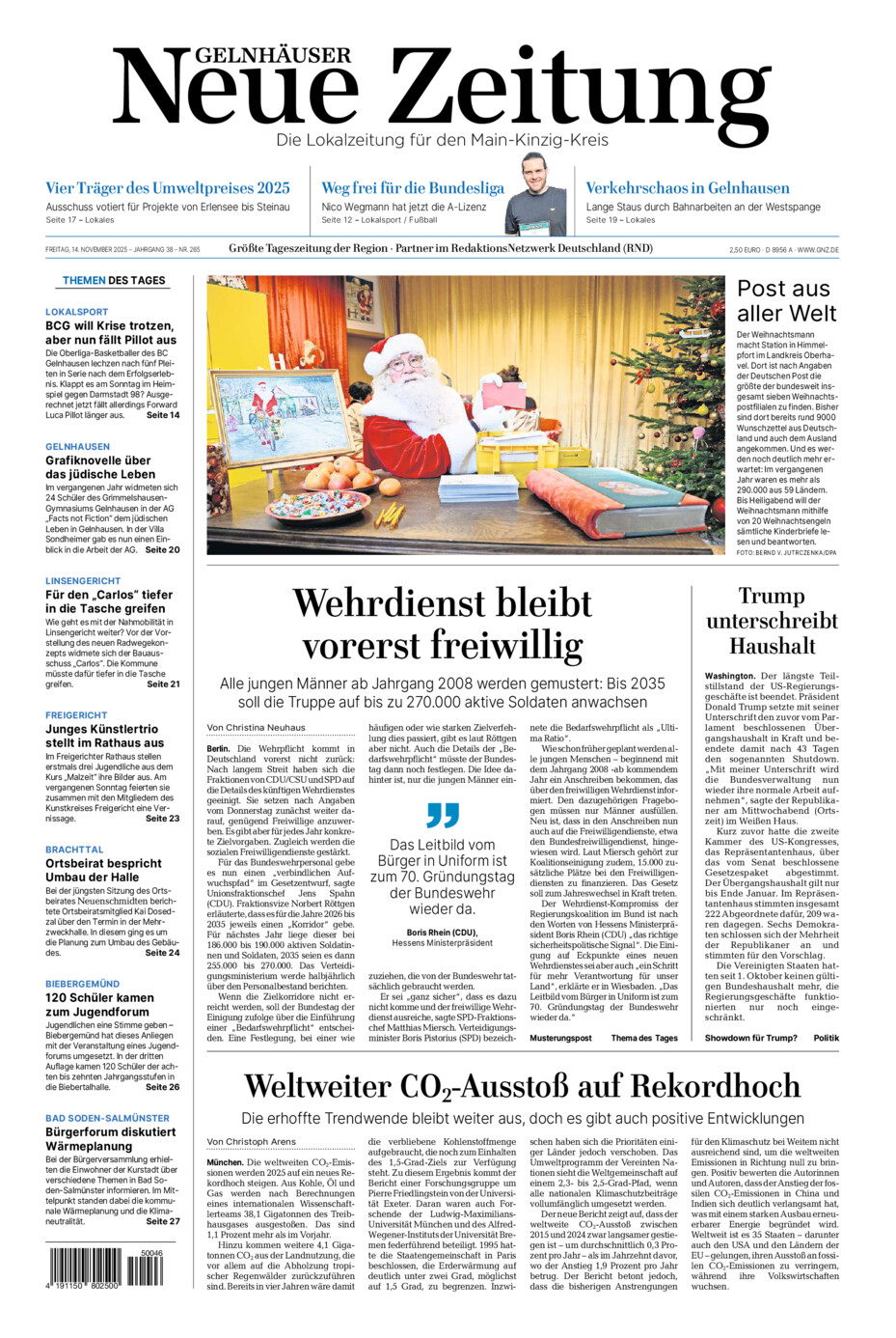 Gelnhäuser Neue Zeitung vom Freitag, 14.11.2025