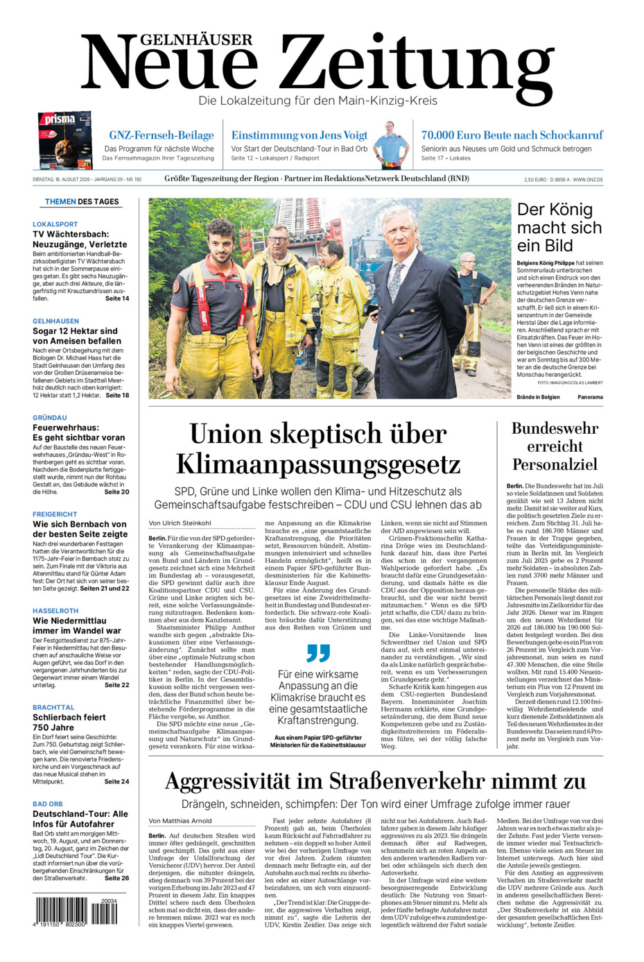 Gelnhäuser Neue Zeitung vom Dienstag, 18.08.2026