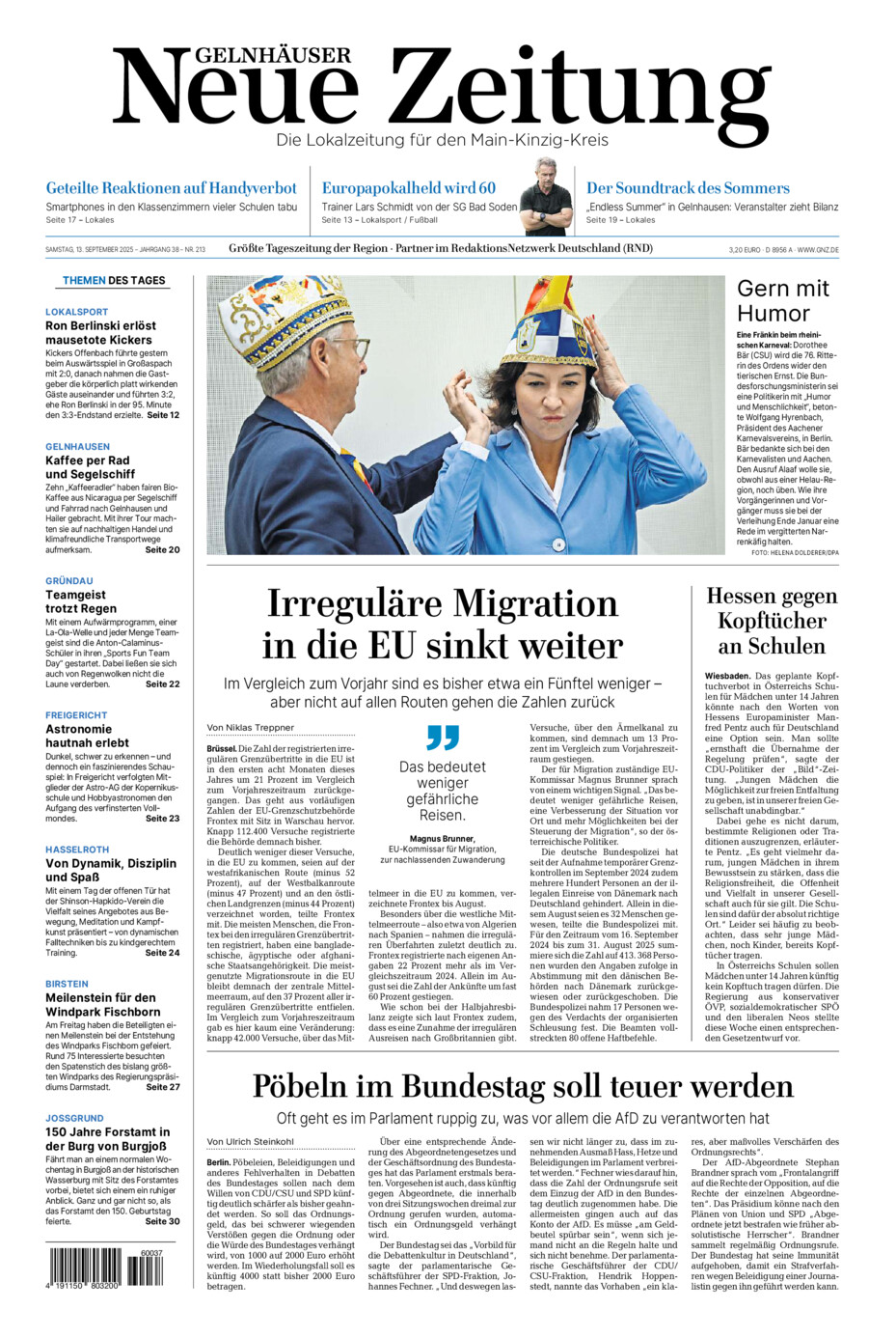 Gelnhäuser Neue Zeitung vom Samstag, 13.09.2025