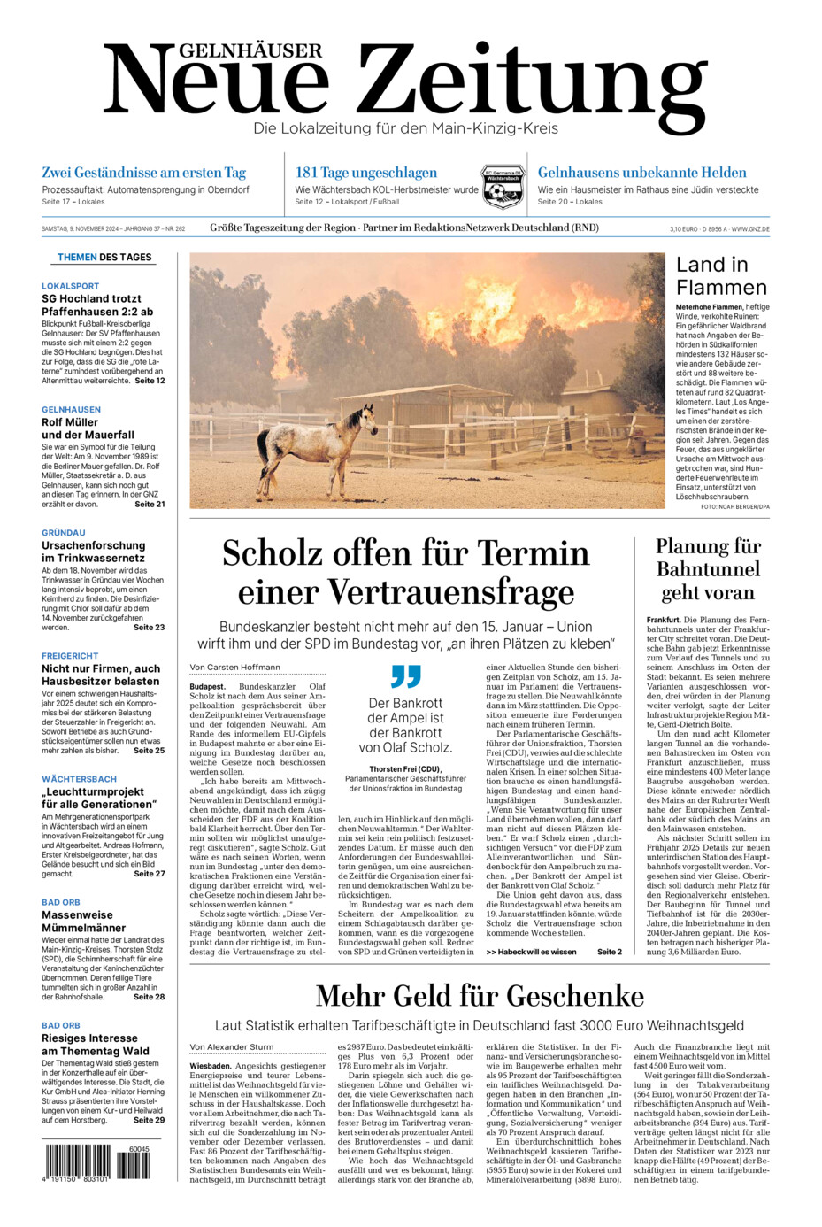 Gelnhäuser Neue Zeitung vom Samstag, 09.11.2024