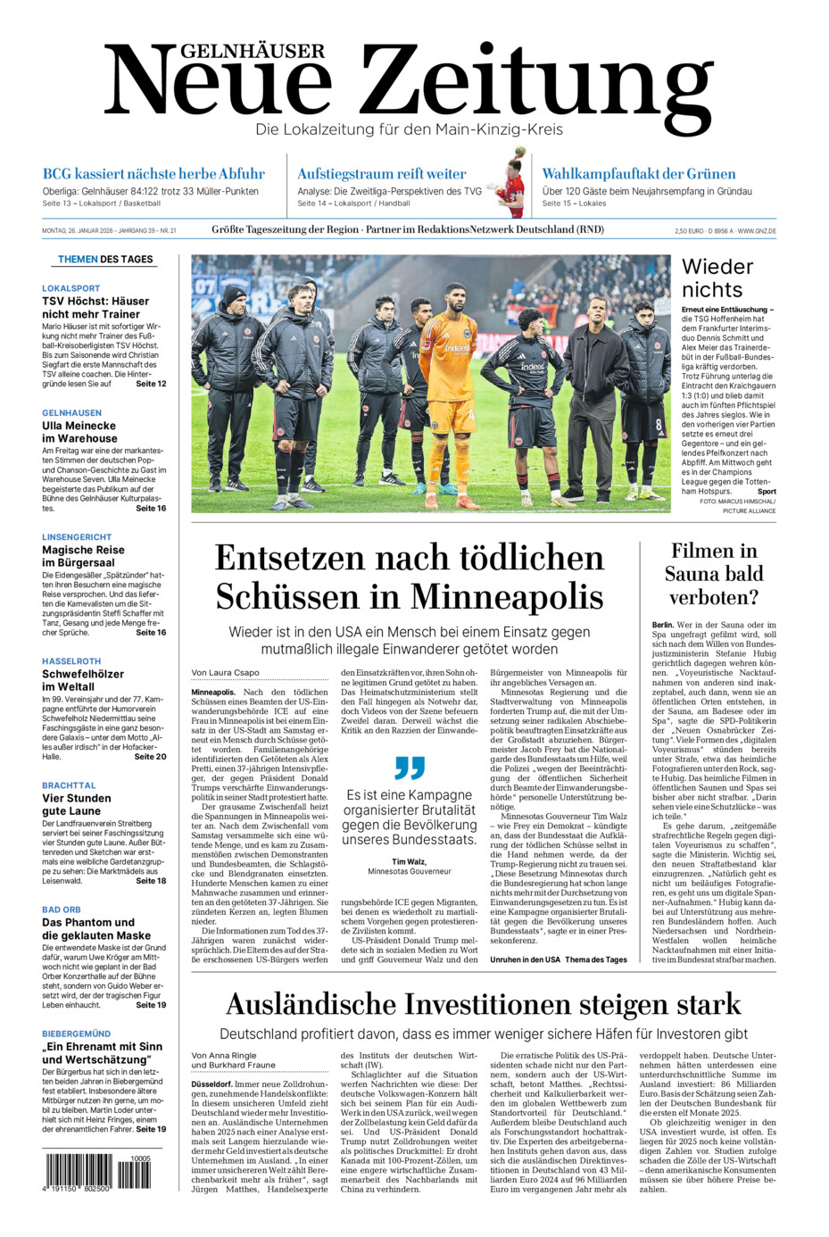 Gelnhäuser Neue Zeitung vom Montag, 26.01.2026