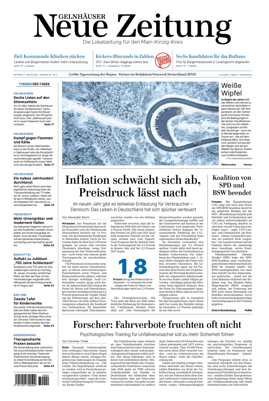 Gelnhäuser Neue Zeitung vom Mittwoch, 07.01.2026