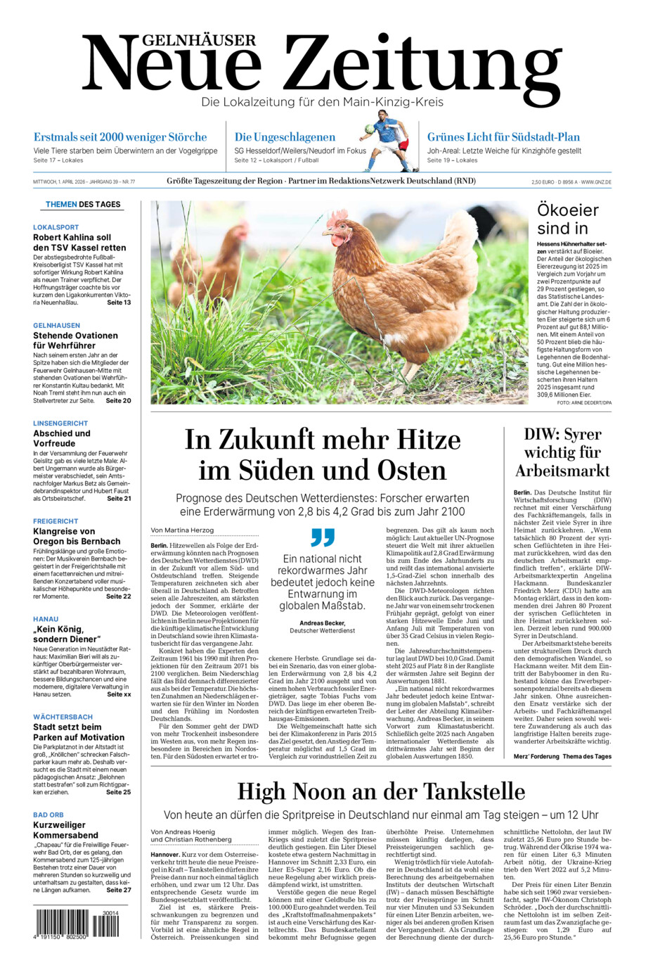 Gelnhäuser Neue Zeitung vom Mittwoch, 01.04.2026