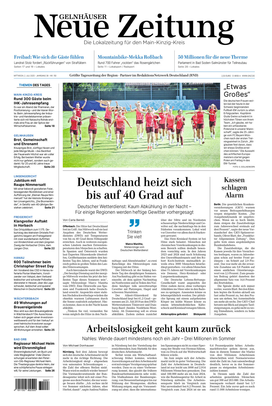 Gelnhäuser Neue Zeitung vom Mittwoch, 02.07.2025