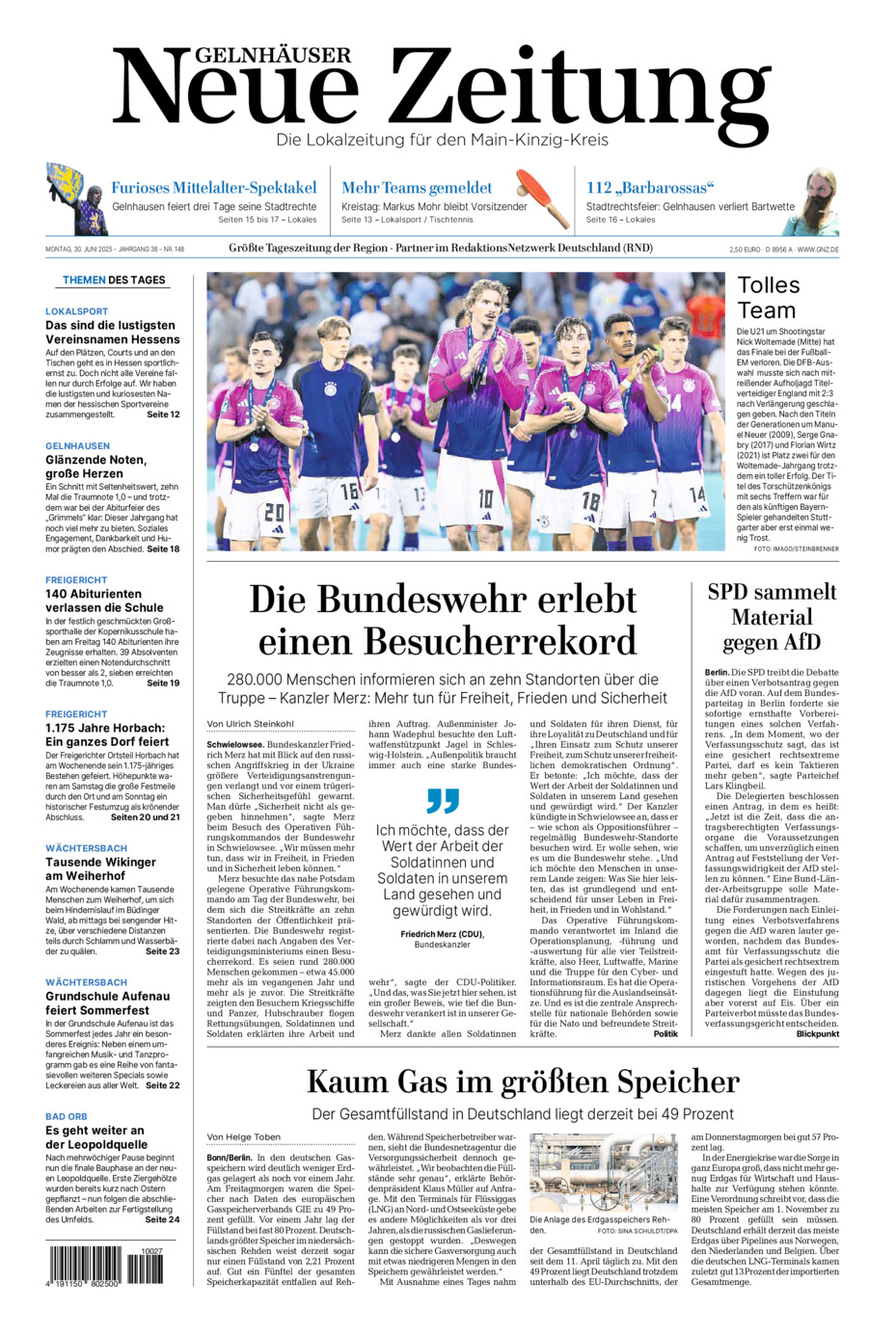Gelnhäuser Neue Zeitung vom Montag, 30.06.2025