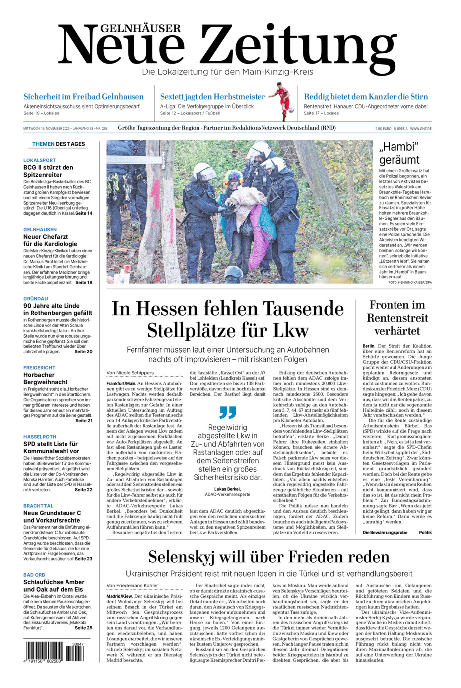 Gelnhäuser Neue Zeitung vom Mittwoch, 19.11.2025