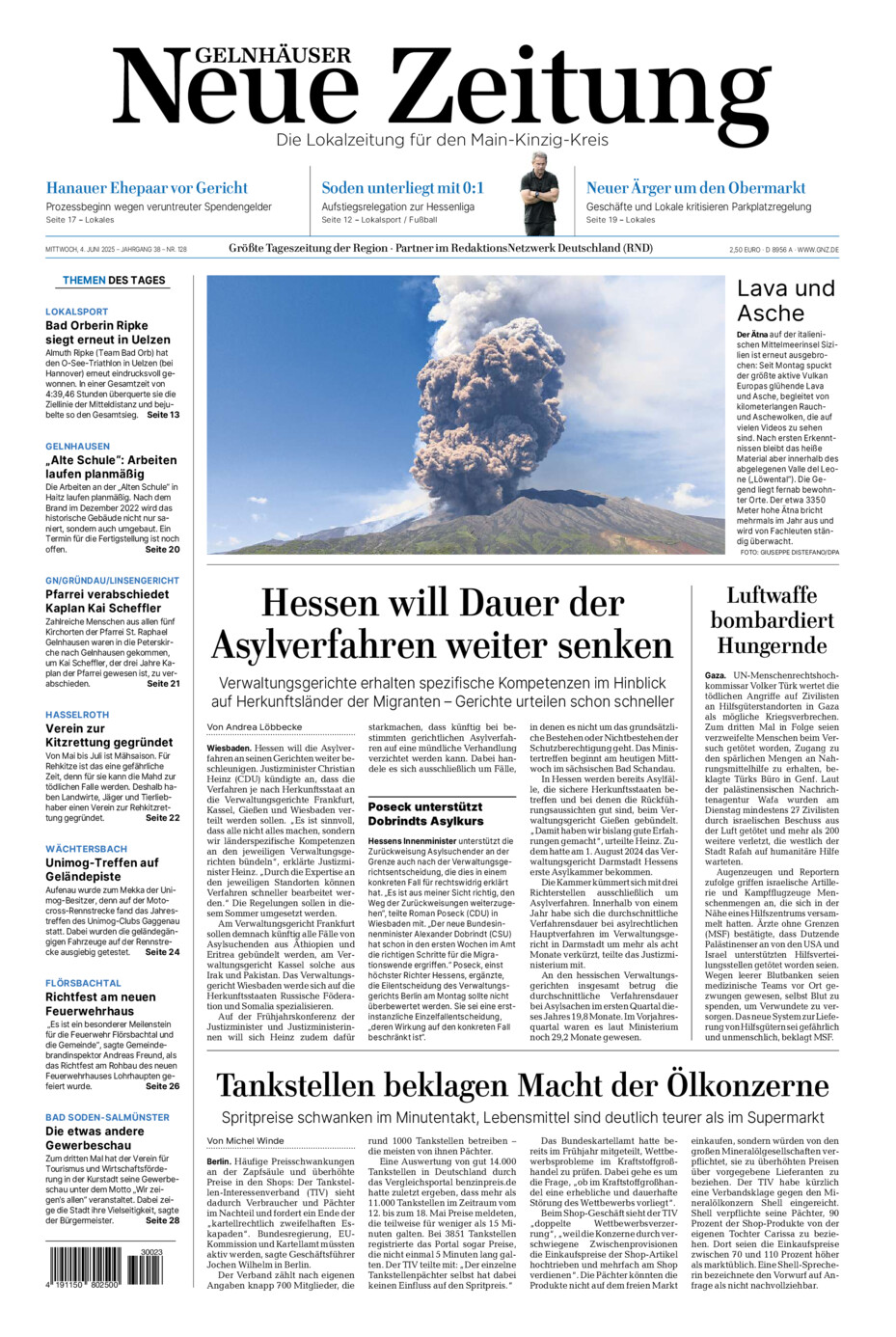 Gelnhäuser Neue Zeitung vom Mittwoch, 04.06.2025