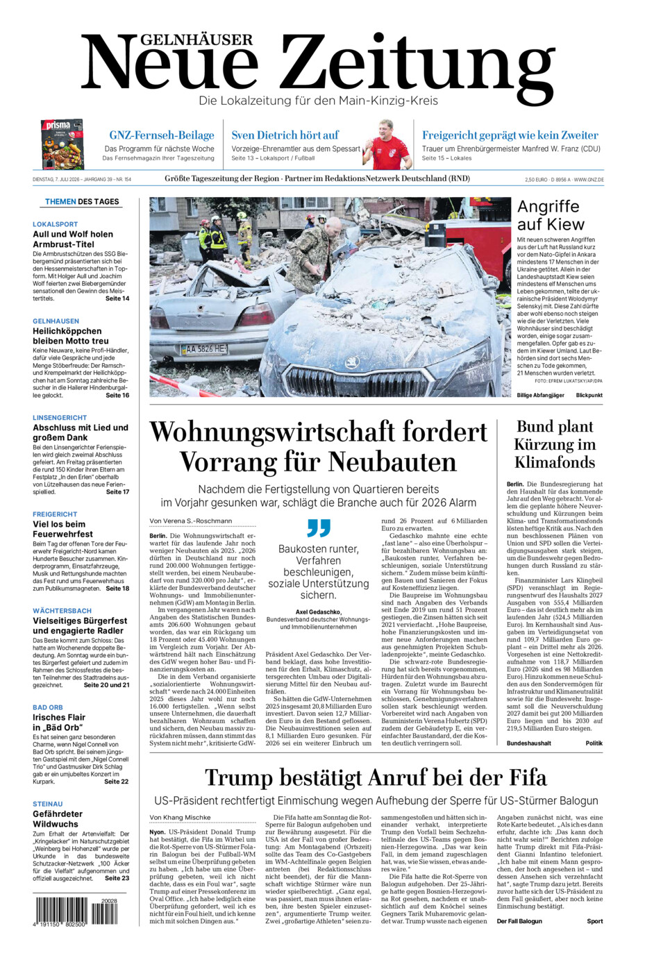Gelnhäuser Neue Zeitung vom Dienstag, 07.07.2026