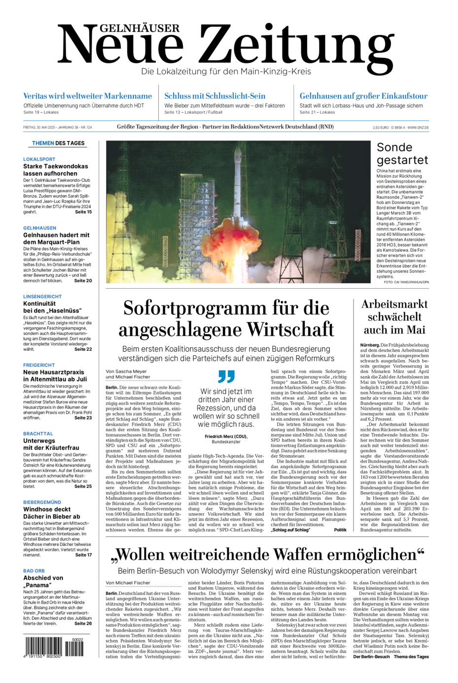 Gelnhäuser Neue Zeitung vom Freitag, 30.05.2025