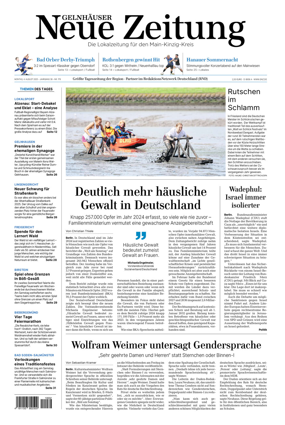 Gelnhäuser Neue Zeitung vom Montag, 04.08.2025