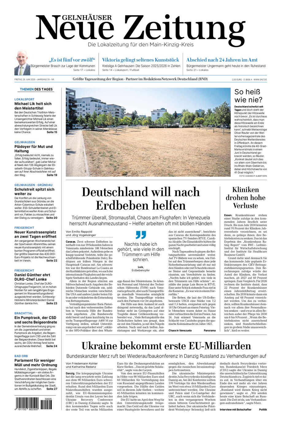 Gelnhäuser Neue Zeitung vom Freitag, 26.06.2026