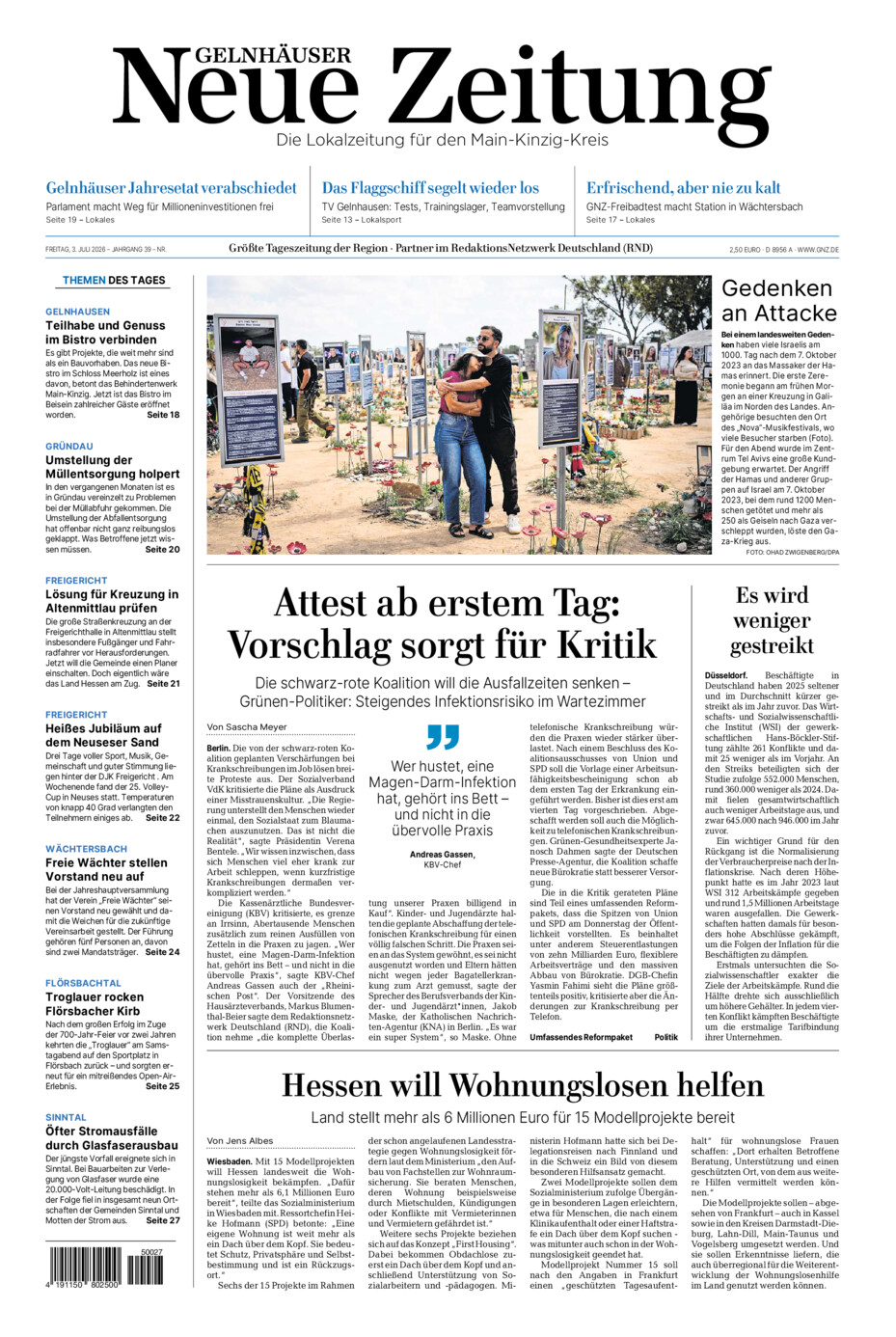 Gelnhäuser Neue Zeitung vom Freitag, 03.07.2026