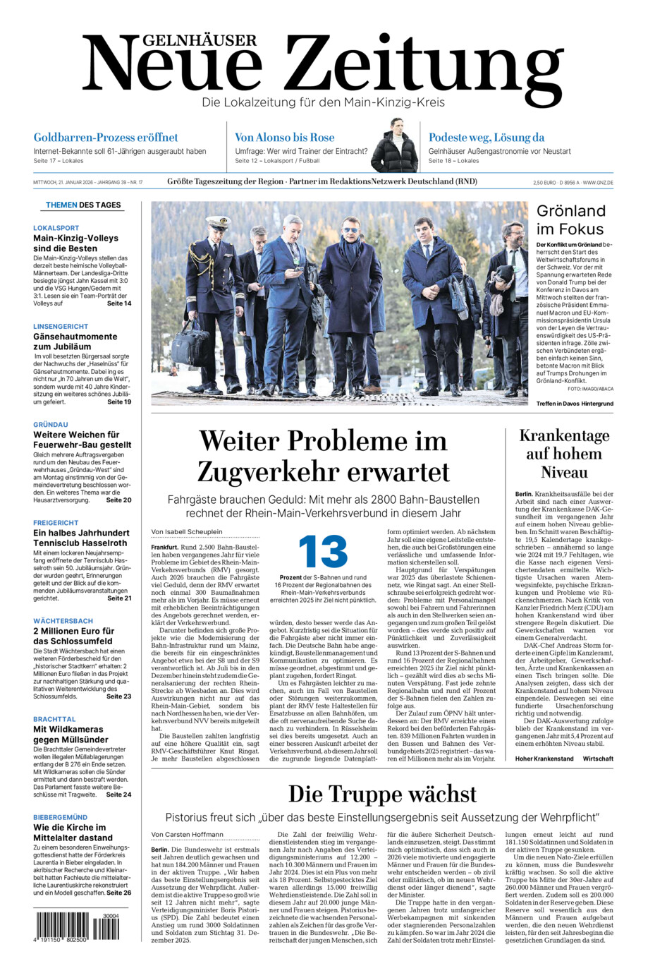 Gelnhäuser Neue Zeitung vom Mittwoch, 21.01.2026