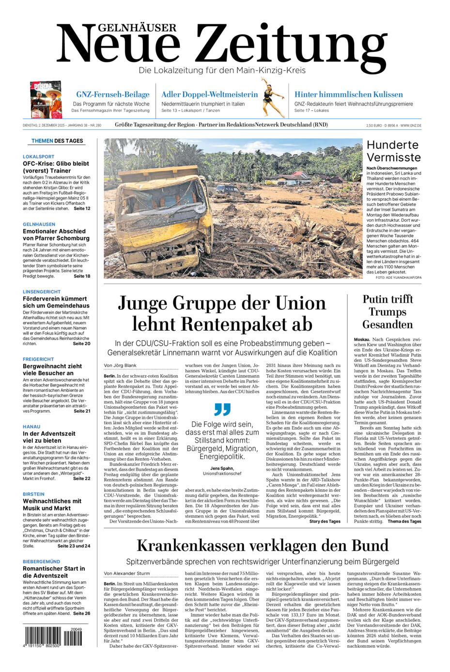 Gelnhäuser Neue Zeitung vom Dienstag, 02.12.2025