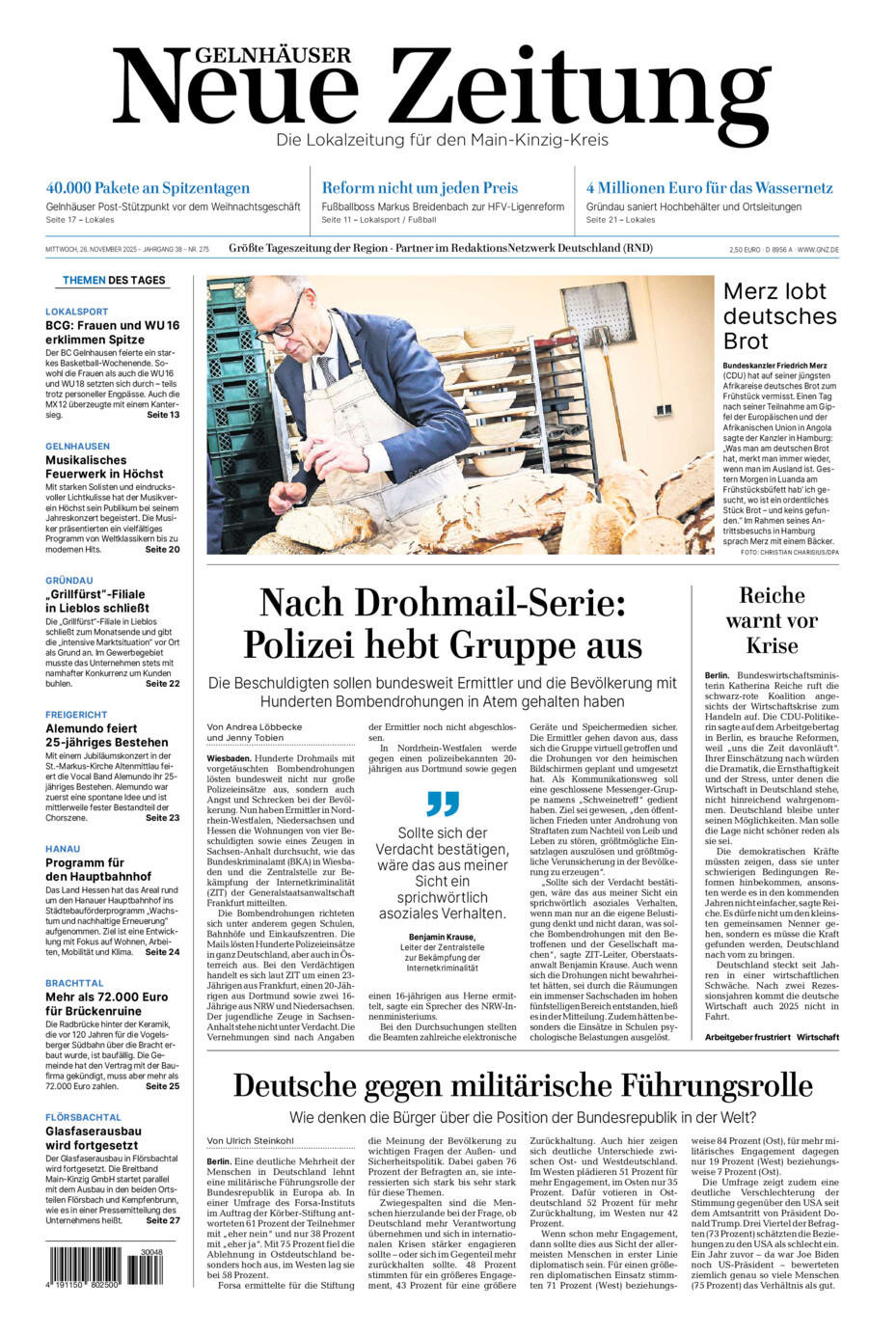 Gelnhäuser Neue Zeitung vom Mittwoch, 26.11.2025