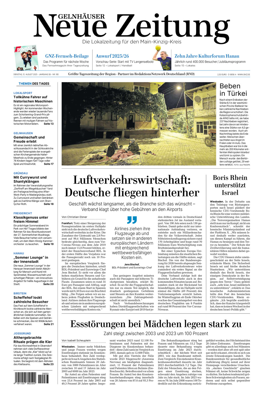Gelnhäuser Neue Zeitung vom Dienstag, 12.08.2025