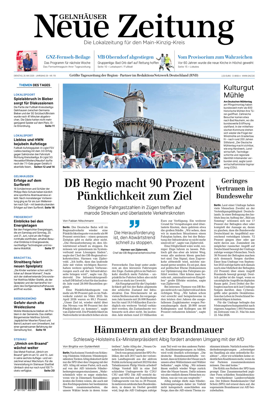 Gelnhäuser Neue Zeitung vom Dienstag, 26.05.2026