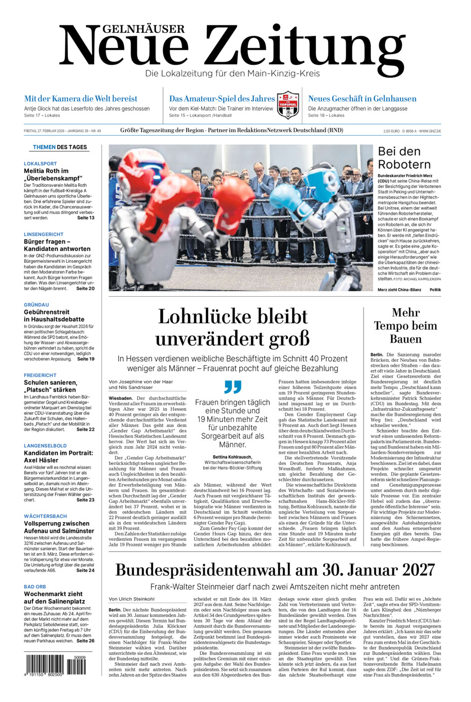 Gelnhäuser Neue Zeitung vom Freitag, 27.02.2026