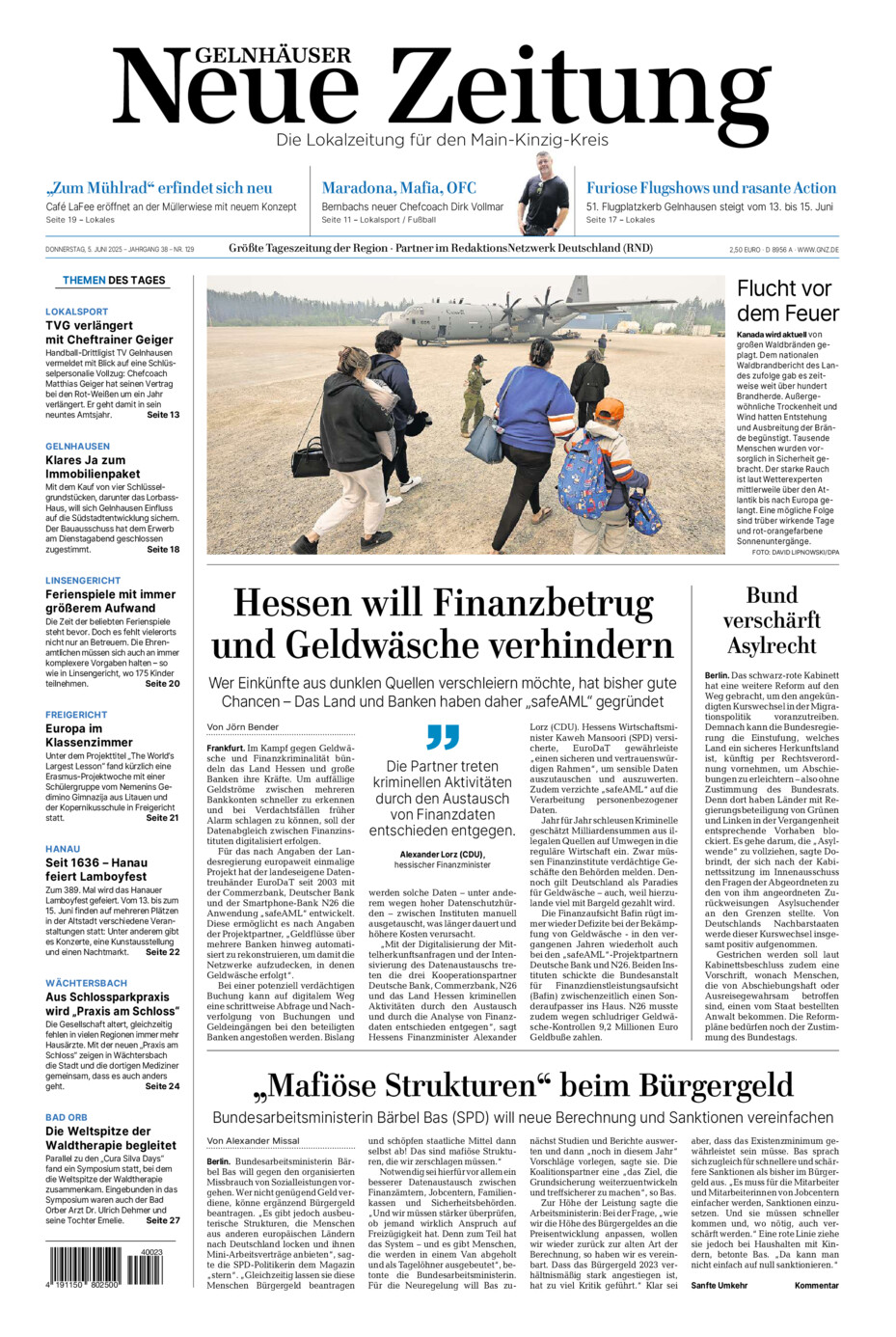 Gelnhäuser Neue Zeitung vom Donnerstag, 05.06.2025