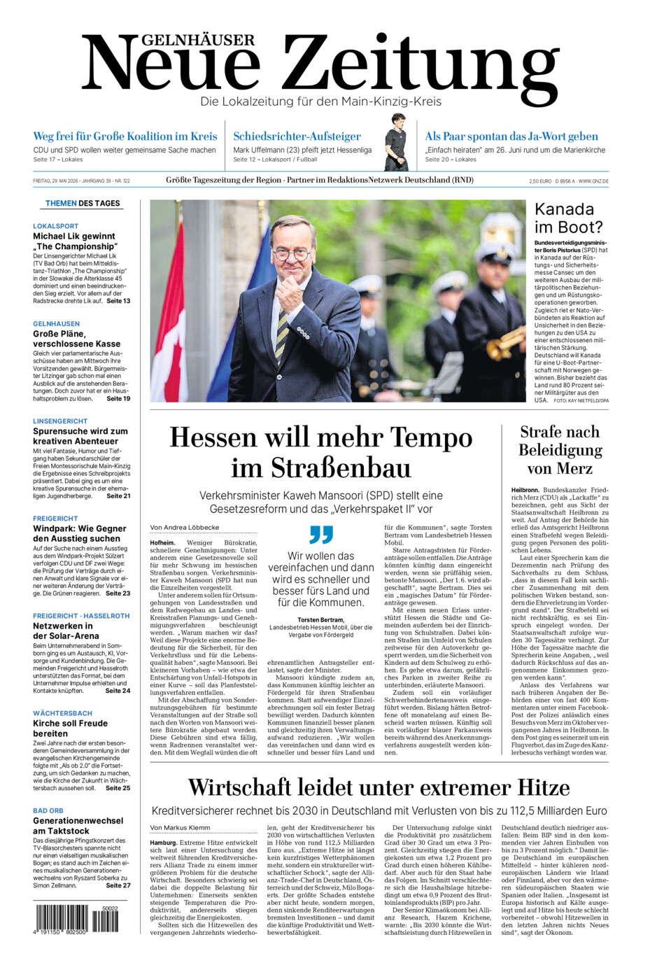 Gelnhäuser Neue Zeitung vom Freitag, 29.05.2026