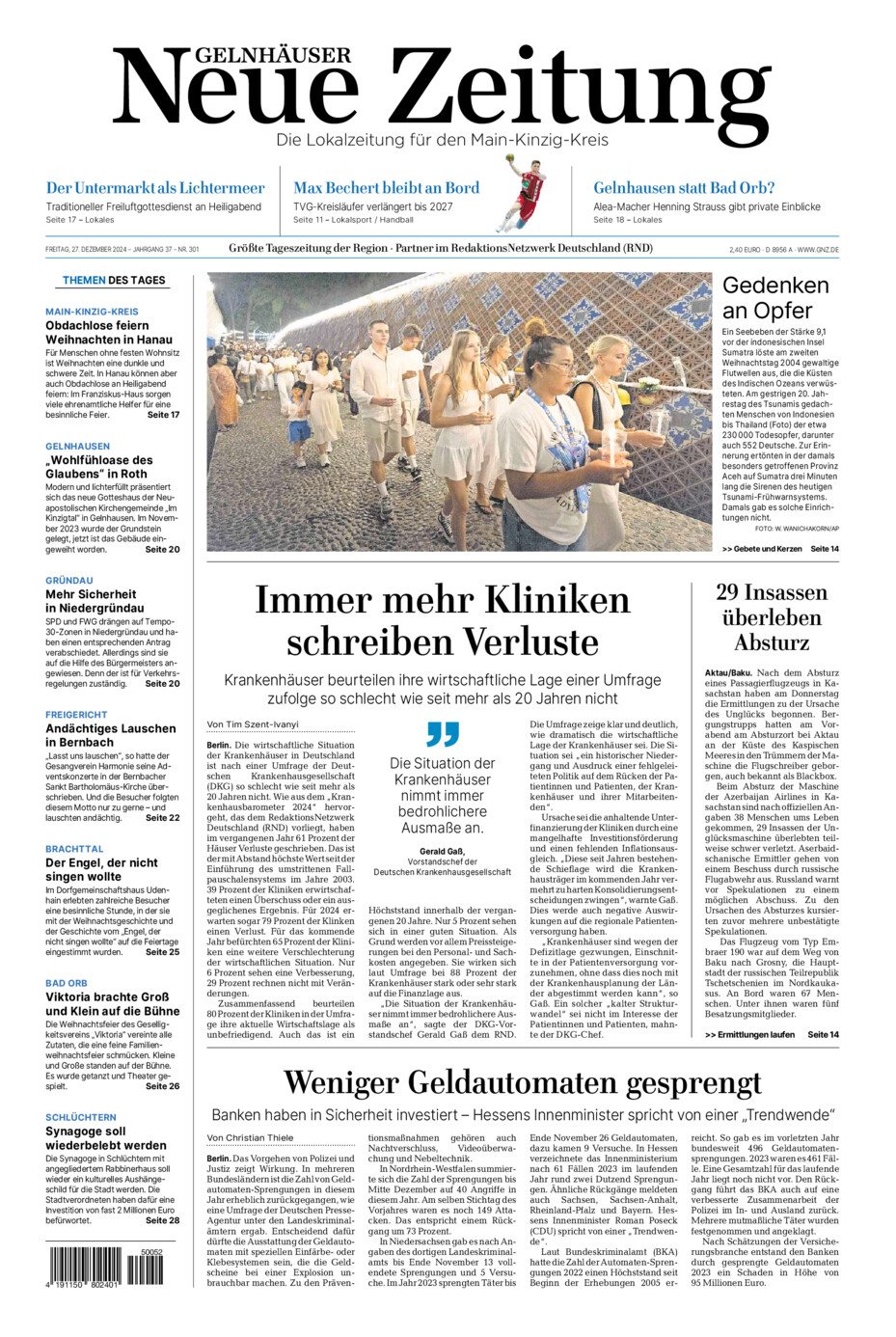 Gelnhäuser Neue Zeitung vom Freitag, 27.12.2024