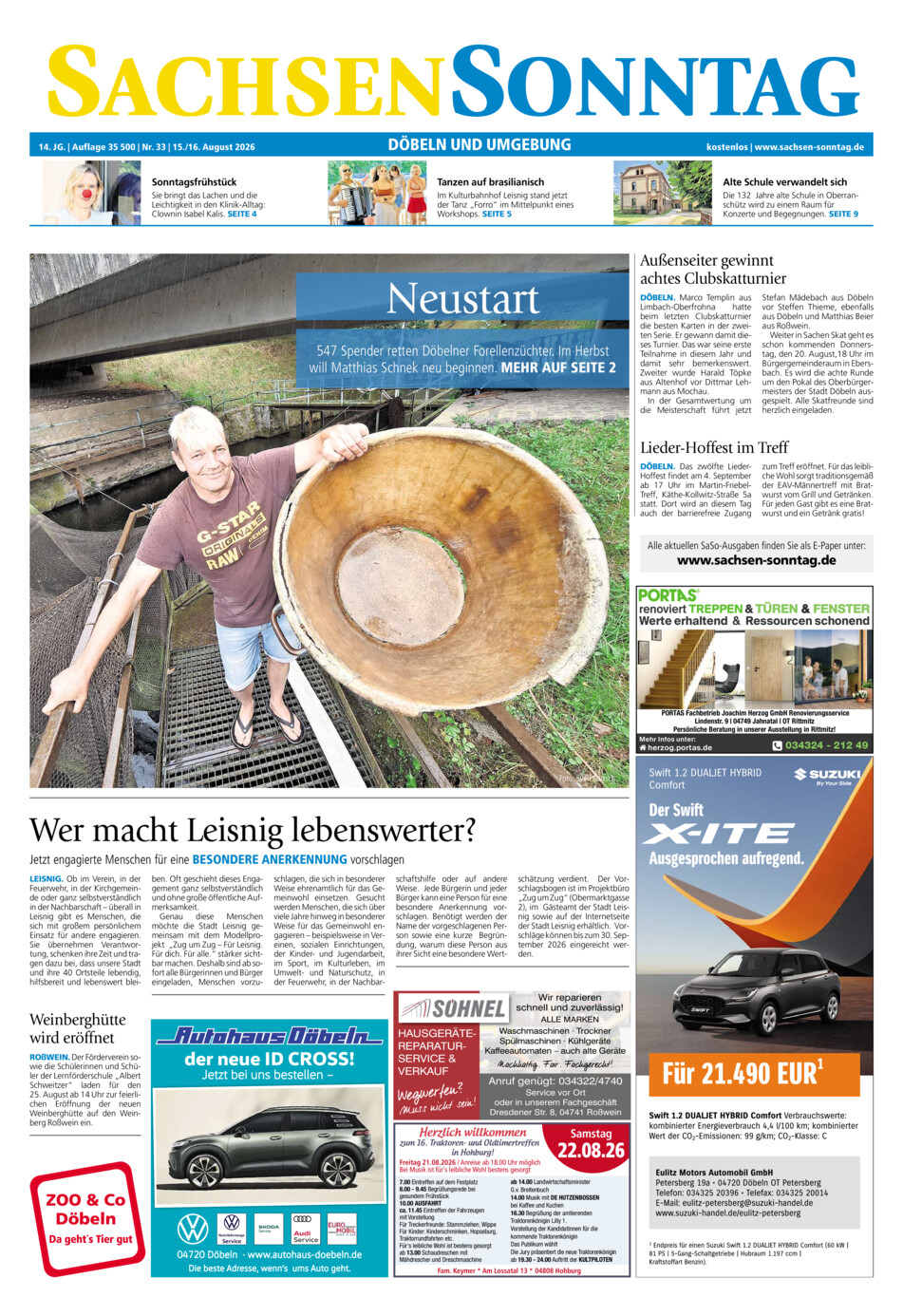Sachsen-Sonntag Doebeln vom Samstag, 15.08.2026