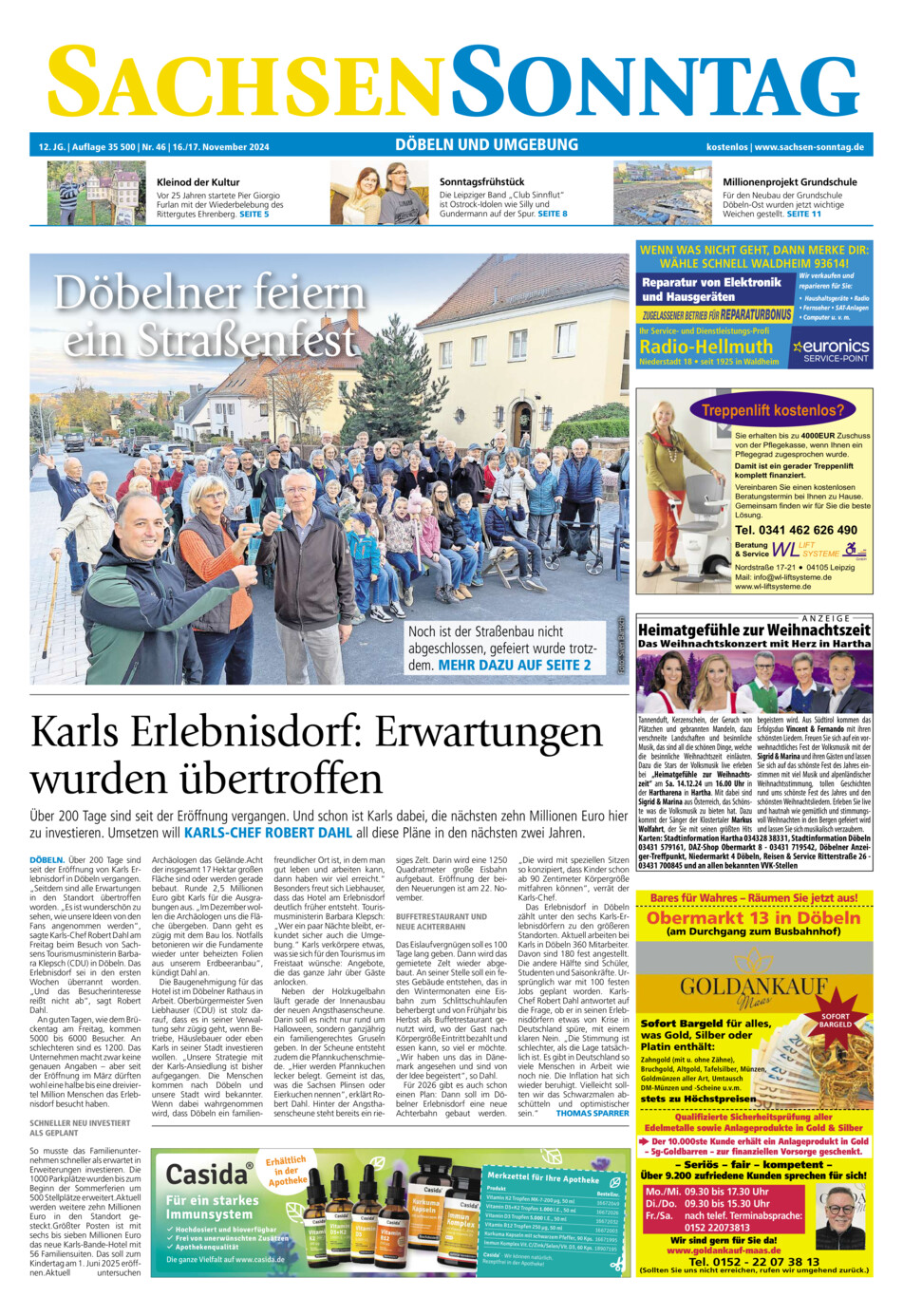 Sachsen-Sonntag Doebeln vom Samstag, 16.11.2024