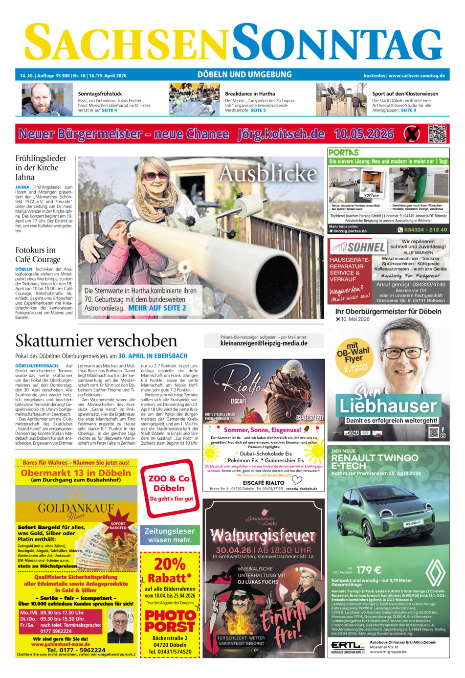 Sachsen-Sonntag Doebeln vom Samstag, 18.04.2026