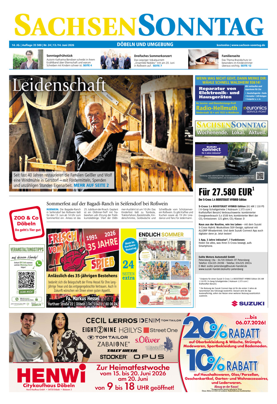 Sachsen-Sonntag Doebeln vom Samstag, 13.06.2026